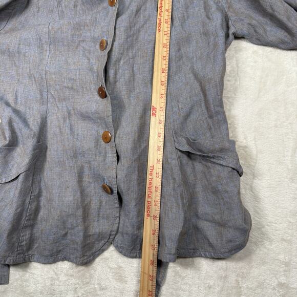 FLAX by Jeanne Engelhart 100% Linen Cardigan & Maxi Skirt Set Size Large Blue - Picture 11 of 11